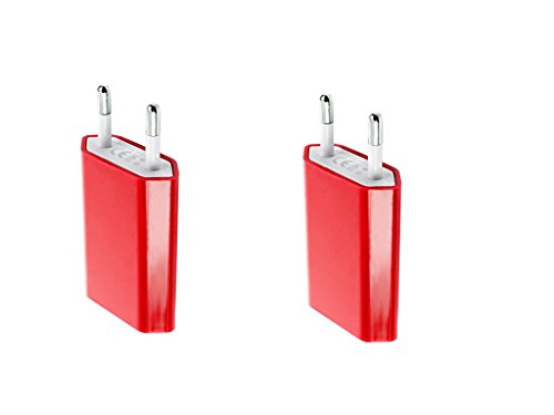 Original 2x iProtect® USB Netzteil Slim Charger für alle Kabel mit USB Anschluss in rot