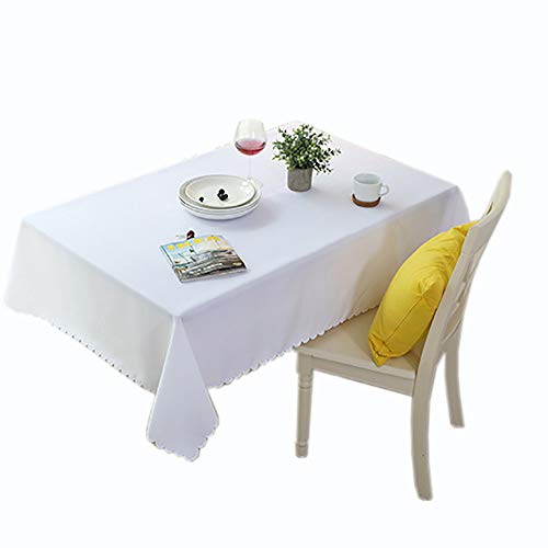 GEOLBU Polyester Fabric Table Cloth,Rectangular,Round Tablecloth,Wrinkle-Free & Stain Resistant,Perfect For Catering Events,Dinner Parties,Buffets,Weddings Or Everyday Use,White,200Cm(79Inchround)