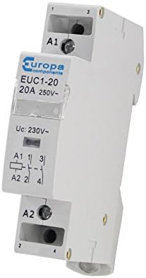 Europa Components EUC1-20-2NC-AZ Modular Contactor 2 Pole N/C 20A 230V AC Coil, Multi-Colour