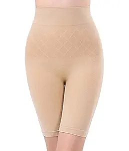 Valencia Fashion Tummy Tucker Women's High Waist Shapewear with Anti Rolling Strip Tummy Control Panties (beige)