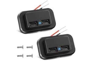 JUDAVRY 2Pcs Prise Chargeur de Voiture Double USB 4.8A, 12V/24V Panneau de USB Commande Prise Charge Rapide, Chargeur Voiture avec Housse de Protection, Prise Encastrable pour Voiture, Bateau, Camping Car