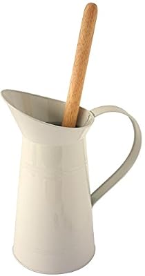 Gelco 3467937089824 Orsay Pot à Balai Métal et Bois Ivoire 20.5x12.5x36 cm