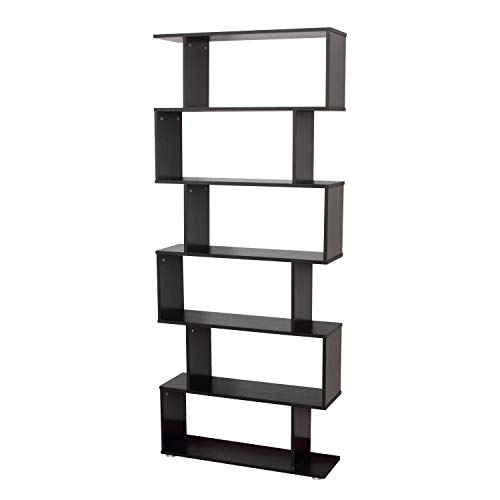 Homcom Estantería con 6 Estantes para Libros - Color Negro - Material de Madera - Dimensiones 80x25x192cm