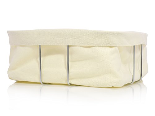 Sänger Brotkorb aus Edelstahl mit Baumwolltasche | 25x25x10 cm | Stilvolles Servieren und Aufbewahren Ihrer Brote und Brötchen dank sytilscher Materialkombination - 4