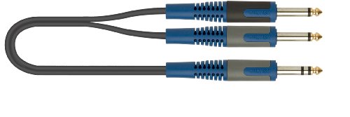Roksolid - Cavo audio da 2 jack mono da 6,3 mm a 1 jack mono da 6,3 mm, 2 m