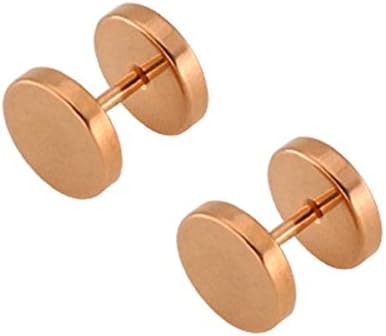 AnazoZ 1 Pair Round Unisex Stud Earrings Screw Back Stainless Steel Black Earrings 3MM-14MM