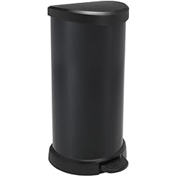CURVER | Poubelle à pédale 40L Colors, Noir, Metal Bins, 29,8x34,9x69,7 cm