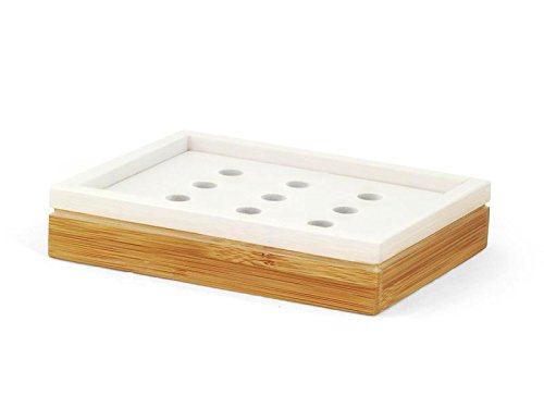 Die original MK Bamboo PARIS – Exklusives Badezimmer Set bestehend aus 7 Stück aus Bambus – Enthält: Bürstenhalter, Spender für Seife, Seifenschale, Zahnputzbecher, 1 Tasse Generica, 1 kleiner Becher mit Deckel und 1 Tasse groß mit Deckel – Montage-Zubehör Badezimmer aus Holz Typ Design Paris - 7