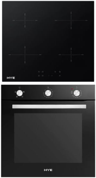 HYE Built In Electric Oven & Induction Hob - 60cm Electric Oven, 4 Zone Induction Hob, Simple & Intuitive Controls, Sleek Black Finish, Perfect For Modern Homes - C01BI60S22