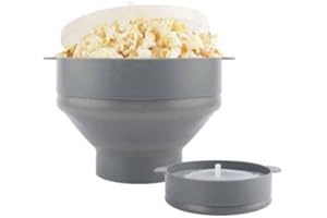 EMEF Microwave Popcorn Popper in an easy to make Popcorn Maker Collapsible Silicon Bowl (Grey)