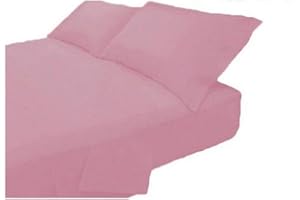 Lingerie Shop Lenzuola Set Completo Cotone 1 Piazza e Mezza Tinta Unita Vari Colori Sotto Sopra + Federa (Rosa Antico, 1 Piazza e Mezzo)