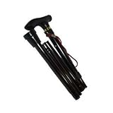 Folding Walking Stick In Black - Portable - Fully Adjustable - Lightweight - Aluminium - None Slip Foot - Simple And Hassle Free
