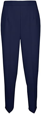 Ladies NEW Half Elastic Waist Pocket Trousers 25inch LEG In 6 Colours Size 10/24 (10, Navy)