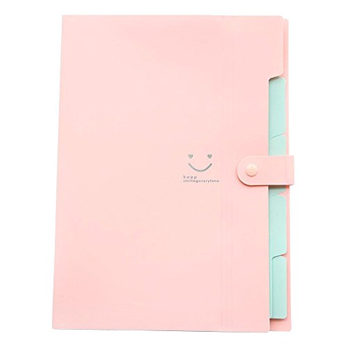 Folder Zhi Jin de 5  bolsillos y pesta  as Candy tama  o A4  carta  carpeta clasificadora estilo acorde  n con clip de bot  n  color rosa