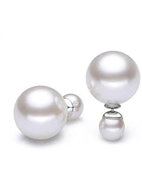 Lazy Cat Ohrringe 925 Sterling Silber doppel Perlen Ohrstecker Damen