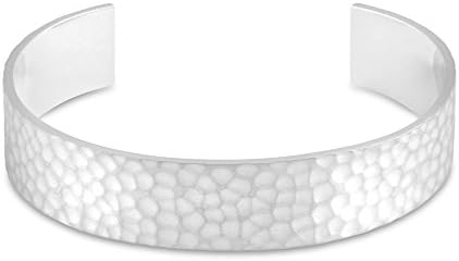 Arque Men's Extra Large Hammered Silver Medium/Large Cuff of Length 15.8 cm