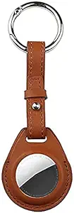 Shopkart Genuine Leather Protective Case Compatible for AirTags Tracker with Keychain Holder (Brown)