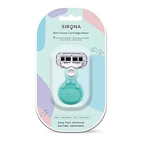 Sirona 5 Blade Mini Travel Cartridge Hair Removal Razor for Women with Aloe Vera & Vitamin E Lubrication ? 1 Pcs for Arms, Legs, Underams, & Bikini Area