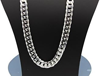Double Curb Chain Necklace Curb Chain Sterling Silver 925 55 cm Long, 9 mm Wide 99g