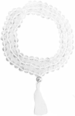 Mala White Crystal Quartz Hand Knotted 108 Bead Prayer Mala