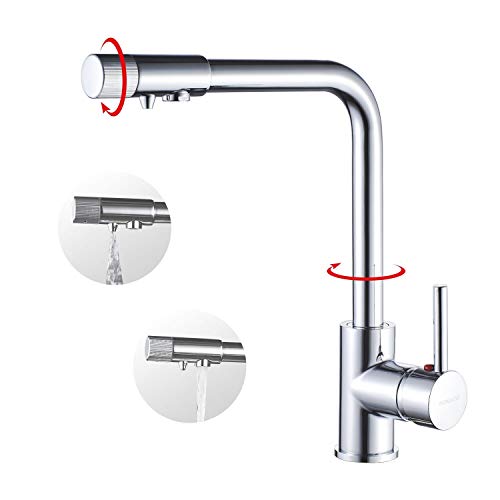 360° Giratorio Grifo Mezclador Cocina con Filtro Grifería Cocina Cromo