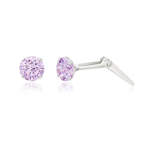 AndralokSterling silver 3mm lilac cubic zirconia cz Andralok stud earrings / Gift box