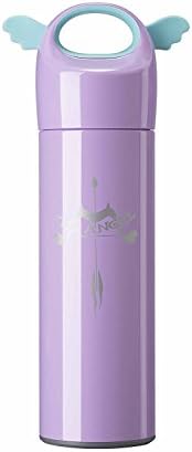 Landrind Portable Thermos Travel Mug Cute Design Vacuum Insulated Stainless Steel Thermos Water Bottle, Mini Size Coffee Thermos &amp; Vacuum Flask (400 mL, Angel Wing &amp; Purple)