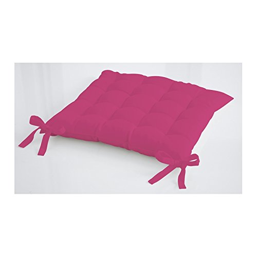 Gepolstertes Weichstuhlkissen mit Befestigungsschnüren – 5cm Polsterstärke – 40x40cm – pink - 2