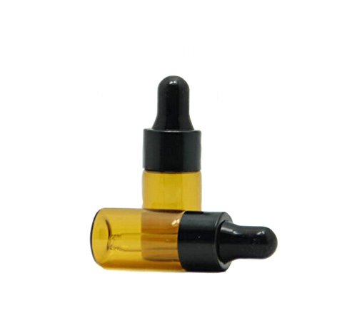 Minibotellas viales recargables con cuentagotas para aceites esenciales de aromaterapia hechas de cristal color ámbar (15 unidades, 3 ml)