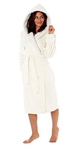 Preisvergleich Produktbild Inspirations Wunderland Damen Winter Bademantel mit Kaputze (Creme) 40-42