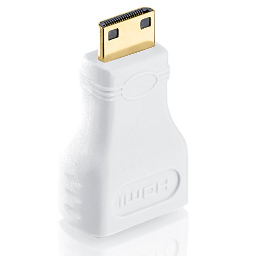CSL – HDMI auf miniHDMI Adapter 1.4a (with Ethernet) | HDMI A Buchse auf HDMI mini C Stecker Adapter | Full HD 1080p | Zertifiziert | 24K vergoldete Kontakte | weiß - 3