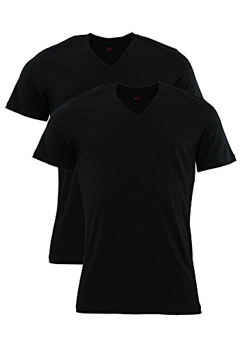 LEVIS Herren 2er Pack Basic V-Shirts Unterhemden V-Ausschnitt (JET BLACK, XL) LEVIS Herren 2er Pack Basic V-Shirts Unterhemden V-Ausschnitt (JET BLACK, XL)