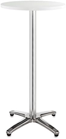 DAMS Roma Aluminium Tall Round Bar Table, Wood, White, 60 cm