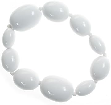 White Plastic Graduated Bead Stretch Bangle Bracelet Ladies Jewellery Gift