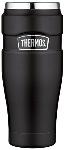 Thermobecher, 470 ml, Edelstahl, King-Becher, Mattes Schwarz, 0,47 l