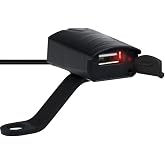 Fused Motorcycle Handlebar USB Charger with Coverzone USB Outlet, 2V Motorcycle Cycling CD-3109 Moto with USB Protection Stopper