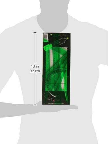 Faber Castell 65021 - Pack escolar con escuadra  cartab  n  regla y semic  rculo  color verde