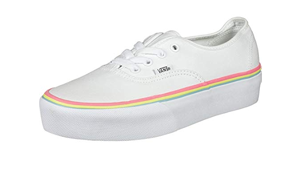 vans authentic platform rainbow trim trainers