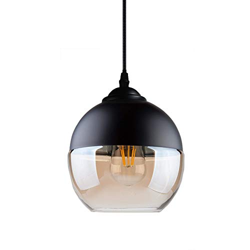 Luminaire suspendu en verre Moderne Métallisé Industriel Finition Boule de verre transparente Ombre ronde Loft Lustre Plafonnier Lampe moderne