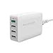 Produktbild RAVPower QC 3.0 40W 4-Port USB Ladegerät Schnelle Ladefunktion Quick Charge Ladestation Lade Adapter für Samsung Galaxy S6/Sony Xperia Z5 Z4 Z3/HTC/LG/Sharp Aquos usw. Weiß