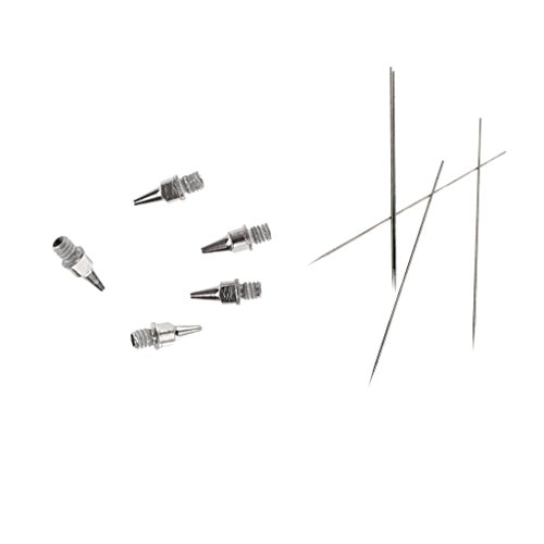 Gazechimp 5er/set 0,2 mm Airbrush Düse + 5x Edelstahl Nadel 0,2 mm für Airbrush Pistole - 9