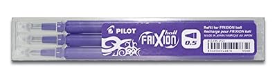 Pilot Stylo 0.5mm Frixion Recharge pour Frixion Stylo à bille effaçable - Violet (Lot de 3)