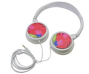 ExcluZiva Gallery Pack Of 1 Cute Pig Theme Kids Wired Headphone with Mic 3.5mm Jack Bass Booster Foldable Adjustable On-Ear Headphones Earphones for Kids School, Online Classes Learning, Travel, Music