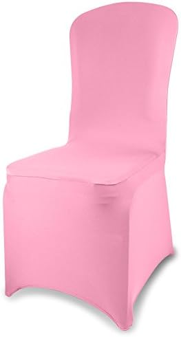 Acelectronic Set of 10 PCS Pink Polyester Spandex Chair Covers,Modern Thickening Stretchy Slipcover for Wedding Banquet Anniversary Party Home Decoration - Flat Front
