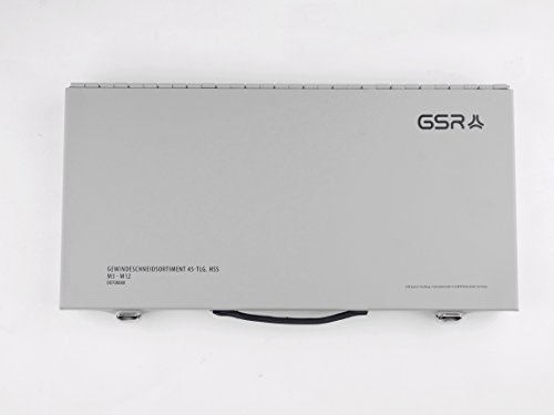 PROFI 45 tlg. Gewindeschneid Satz metrisch M3-M12 HSSG von GSR Gustav Stursberg [00708080] | Gewindeschneider + Handgewindebohrer + Schneideisen + Kernlochbohrer + Haltewerkzeuge + Gewindeschablone | für Außengewinde und Innengewinde - 3
