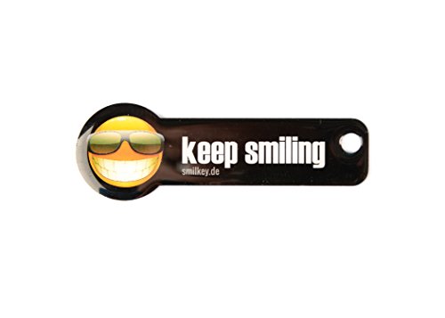 Einkaufswagenchip Smilkey "Keep Smiling" Edelstahl mit Schlüsselschutz
