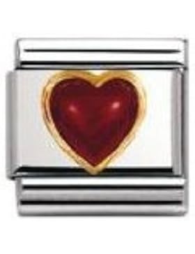 Nomination Composable Classic EDELSTEINE HERZ aus Edelstahl und 18K-Gold (ACHAT ROT) 030501