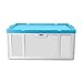 Produktbild Evertop Stoffbox Kunststoff 52L Aufbewahrungsbox mit Zahlencode ABS Organizer Systembox Stapelbox Büro Hause Stoffbox mit Deckel Multibox für Kleid Organizer Storage Box 56 x 39 x 24cm - Hellblau