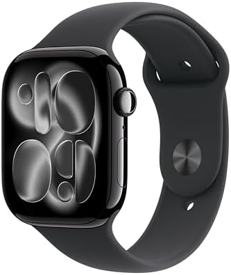 Apple Watch Series 11 GPS, Cassa 46 mm in alluminio Jet Black con Cinturino Sport nero - M/L