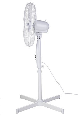 Standventilator | Ventilator | Stand Fan | Windmaschine | Ø 40cm, 55 Watt, 3 Geschwindigkeitsstufen | 180° Rotation | leiser Betrieb | Höhenverstellbar 95-125cm (Weiss) - 3